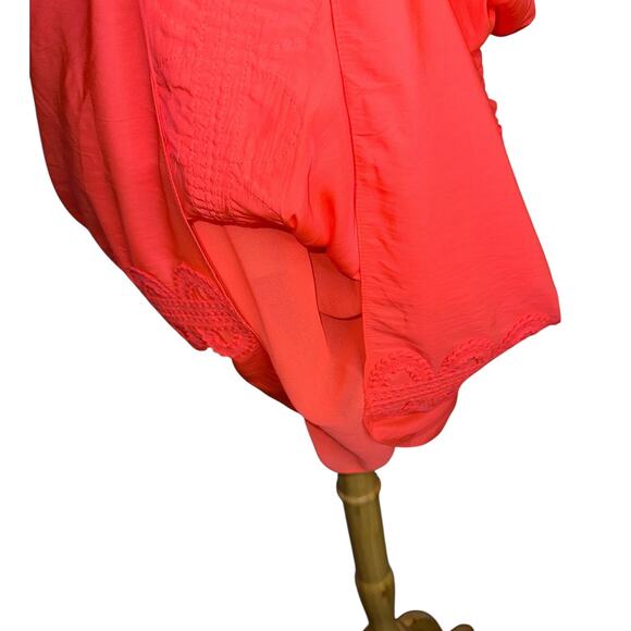 Ramy Brook Matilda Glow Pink Lightweight Mini Smocked Waist Dress Size Large - Picture 10 of 12